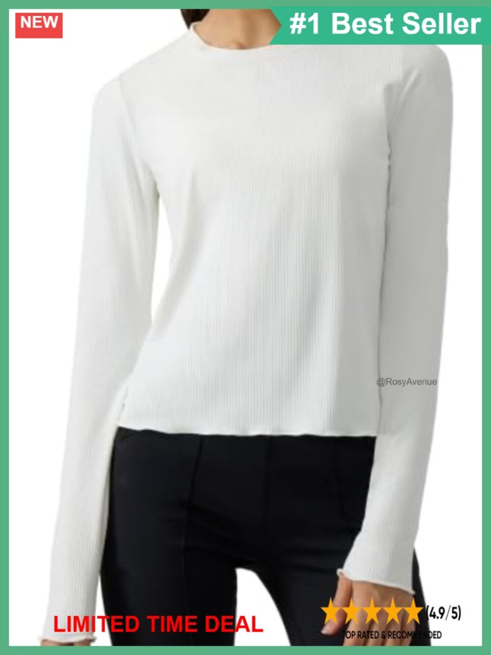 Ribbed Long Sleeve Workout Crop Top Scalloped Hem Activewear
